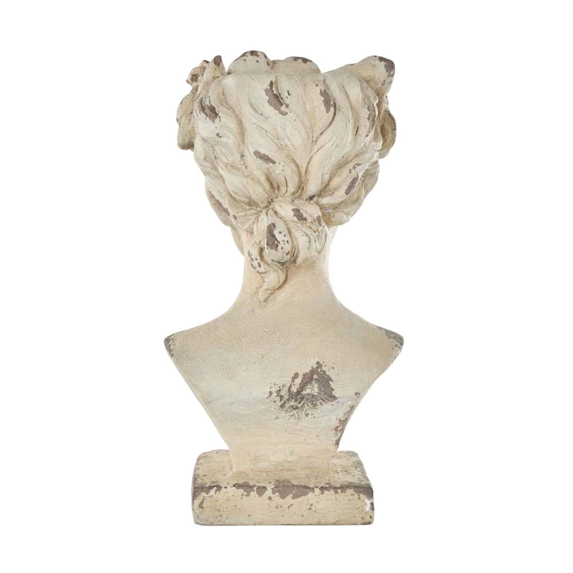 22" Cream Distressed Woman Antique Greek Bust Planter